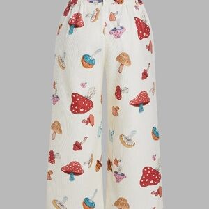Cider Mushroom Print Wide Leg Pants - Multicolor. Size- 0XL